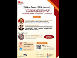 Berencana Gelar Webinar, InCRA Bahas Sangat Pentingnya Mengelola Risiko Teknologi di Era Teknologi