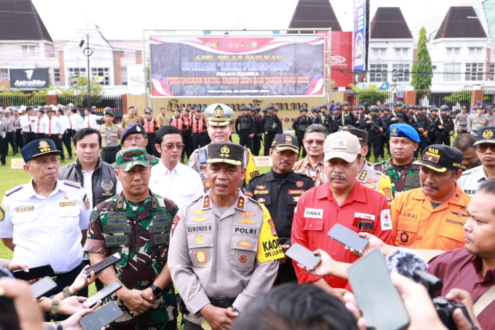 Polda DIY menggelar apel Operasi Lilin Progo 2024 di halaman Mapolda DIY. (IST)